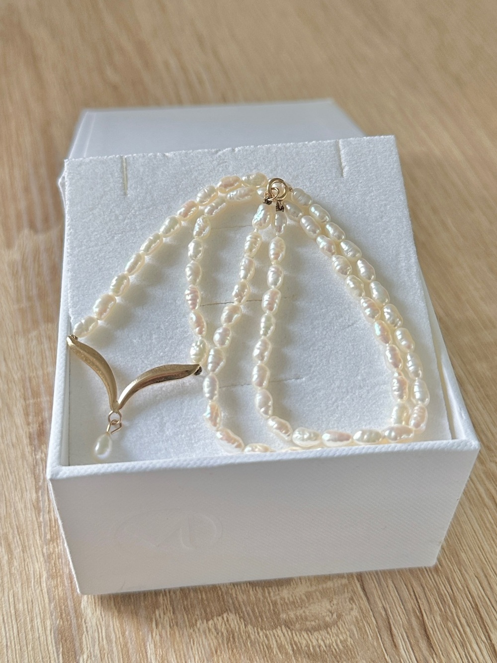 14k vintage seed pearl necklace